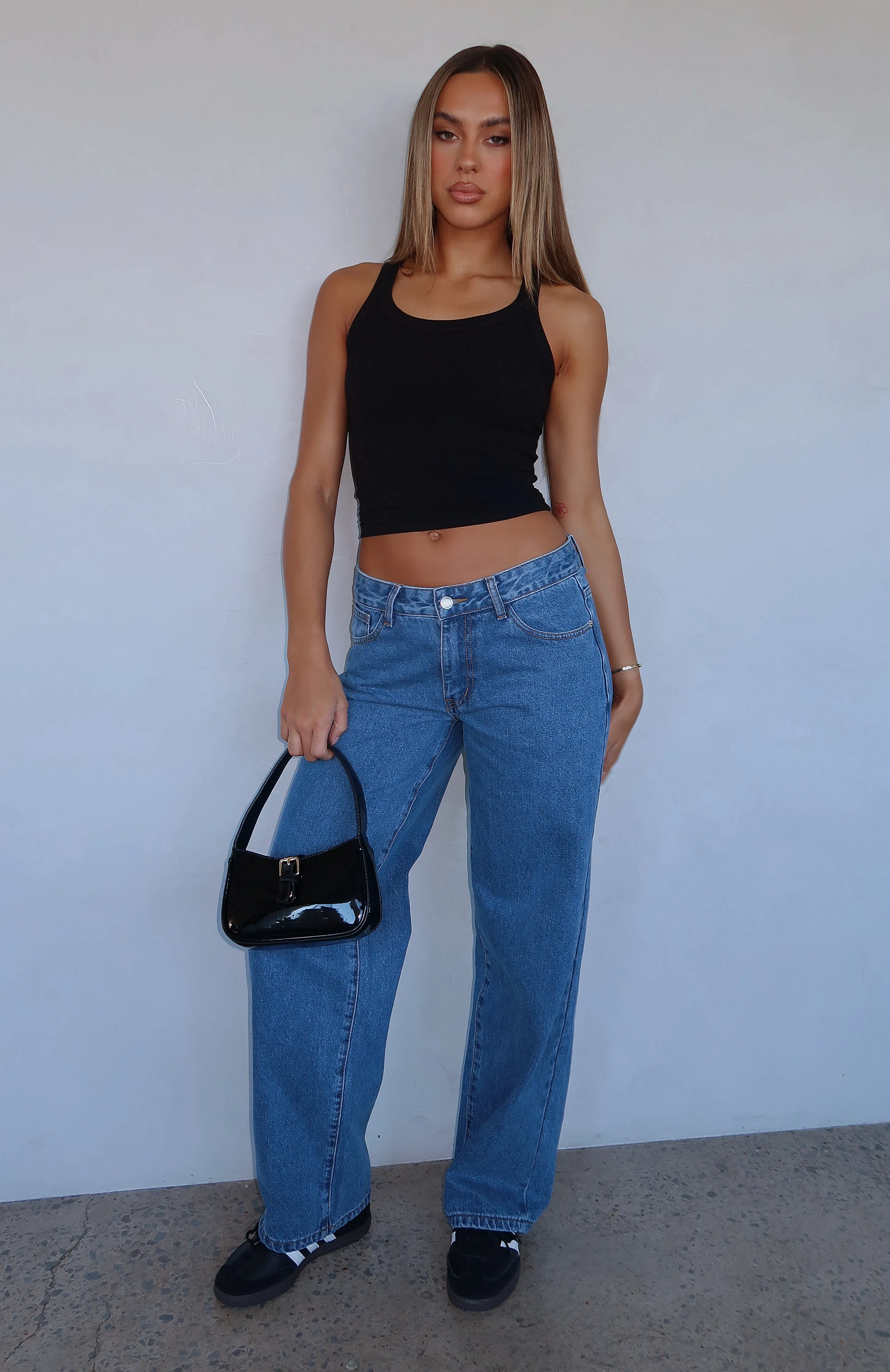 Bring The Style Low Rise Wide Leg Jeans Admiral Blue sold by White Fox Boutique