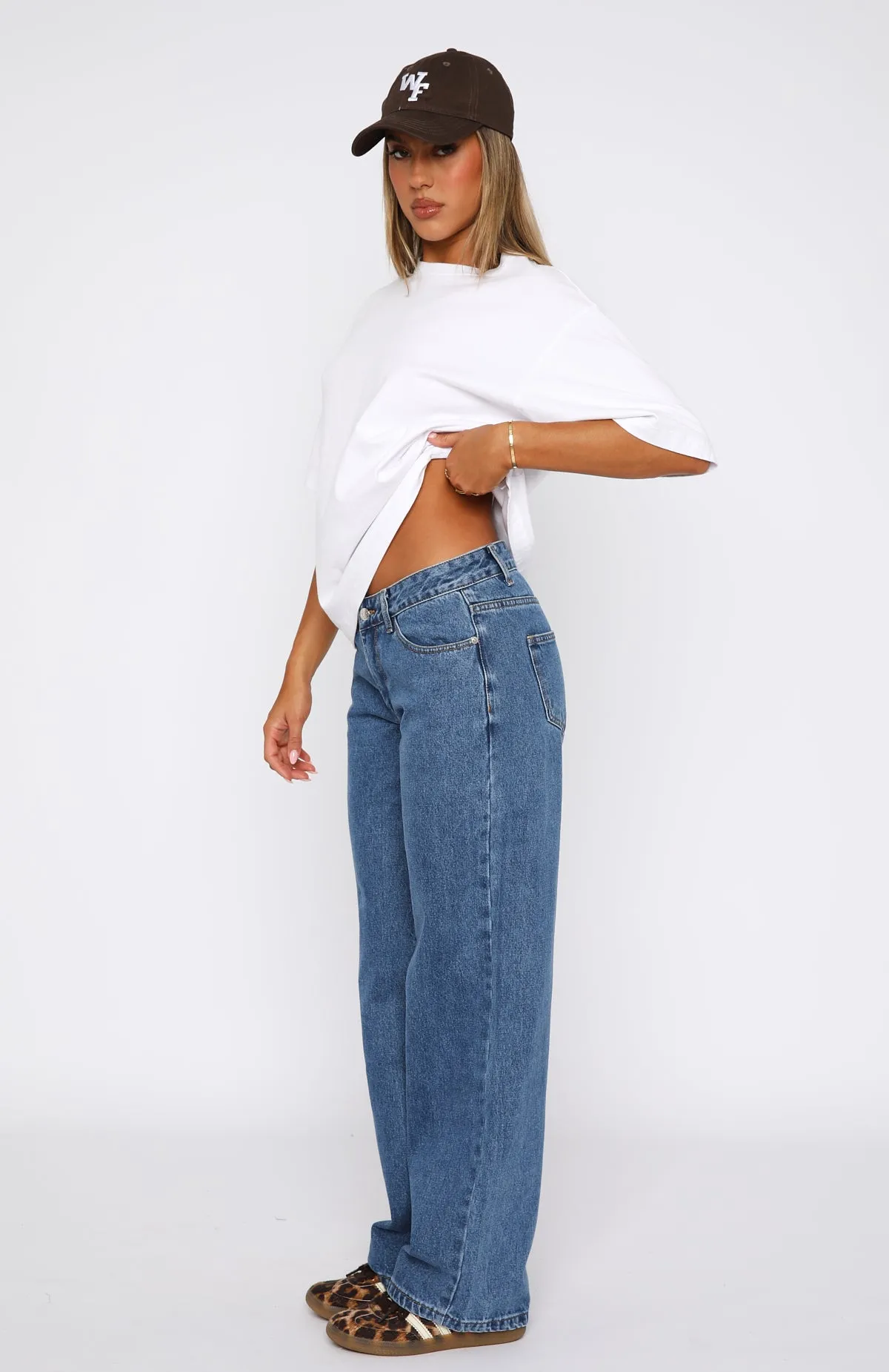 Bring The Style Low Rise Wide Leg Jeans Admiral Blue sold by White Fox Boutique product image thumbnail 3