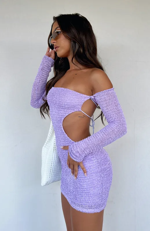 Summer's Over Long Sleeve Mini Dress Lilac sold by White Fox Boutique