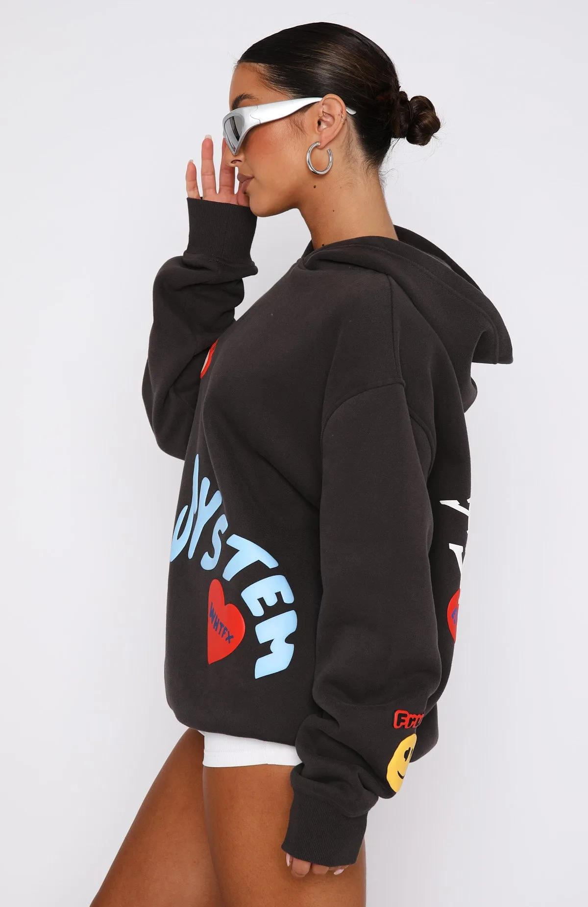 System Overload Oversized Hoodie Charcoal sold by White Fox Boutique product image thumbnail 3