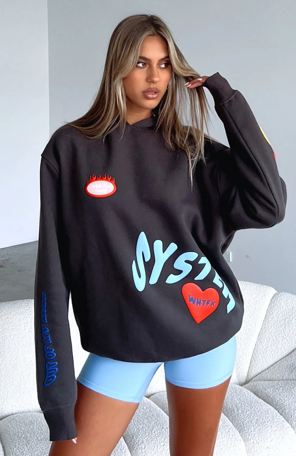 System Overload Oversized Hoodie Charcoal sold by White Fox Boutique product image thumbnail 5