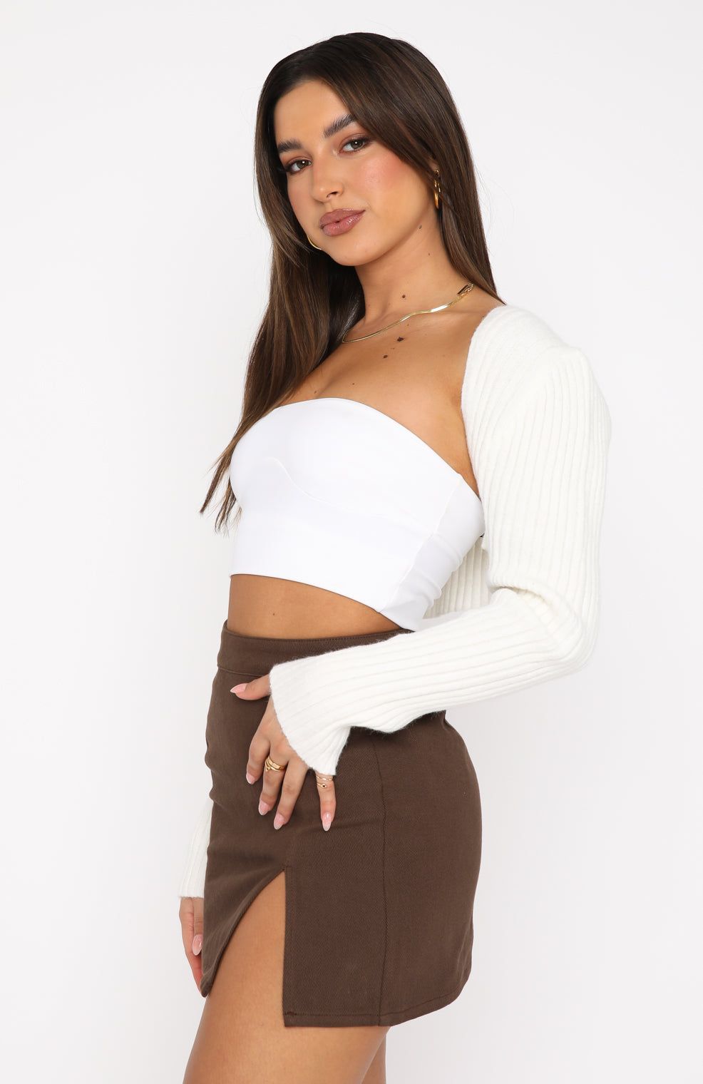 Have It All Mini Skirt Chocolate sold by White Fox Boutique product image thumbnail 3