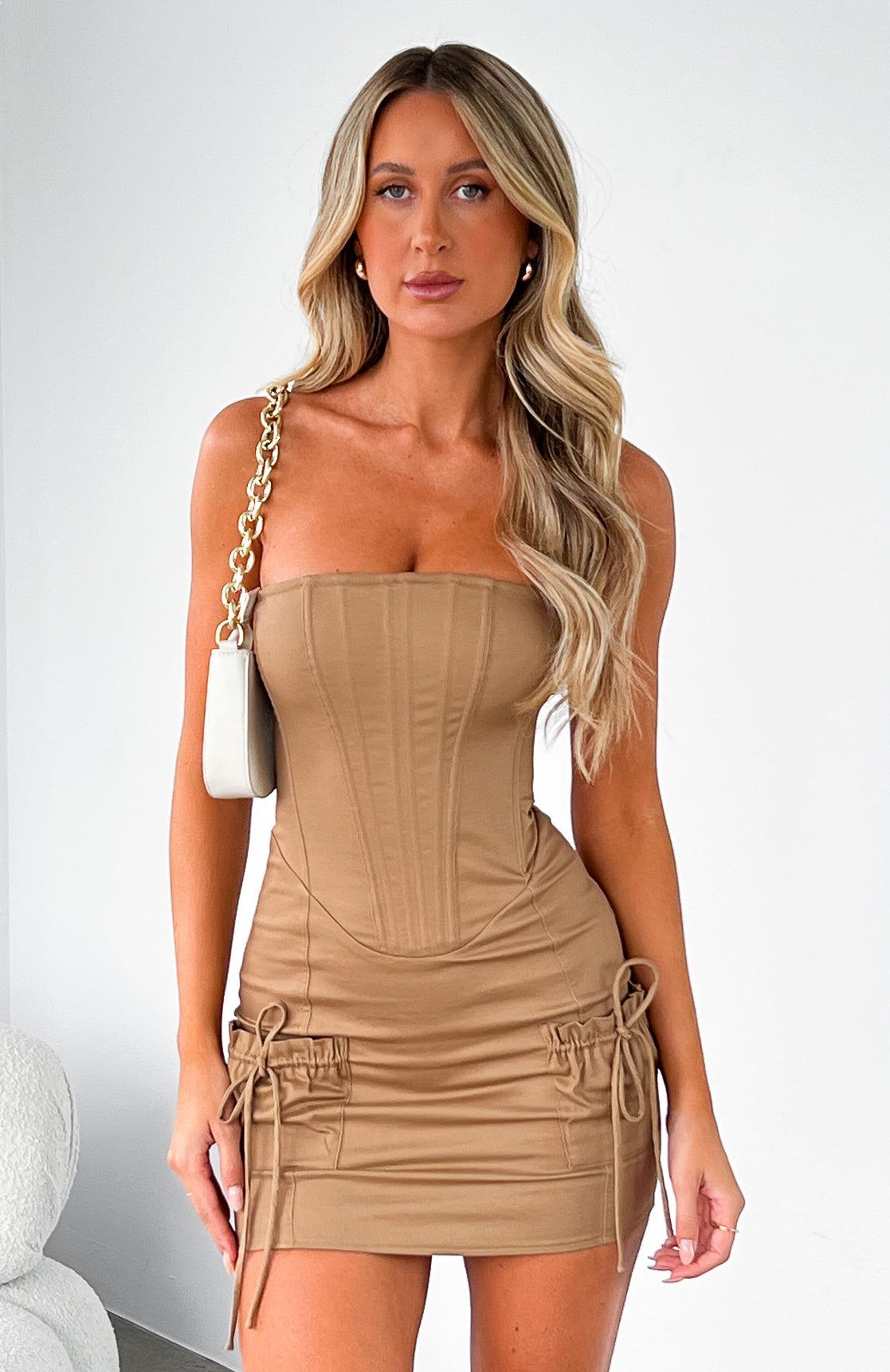 Fallen Angel Mini Dress Beige sold by White Fox Boutique product image thumbnail 6