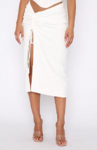 Do It My Way Midi Skirt White sold by White Fox Boutique