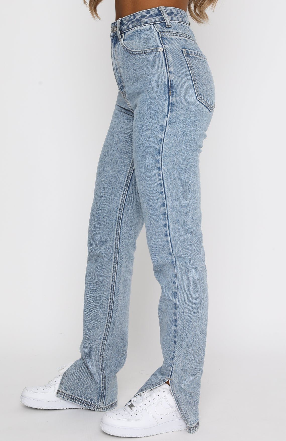 Be Cool High Rise Straight Leg Denim Jeans Washed Blue sold by White Fox Boutique product image thumbnail 3
