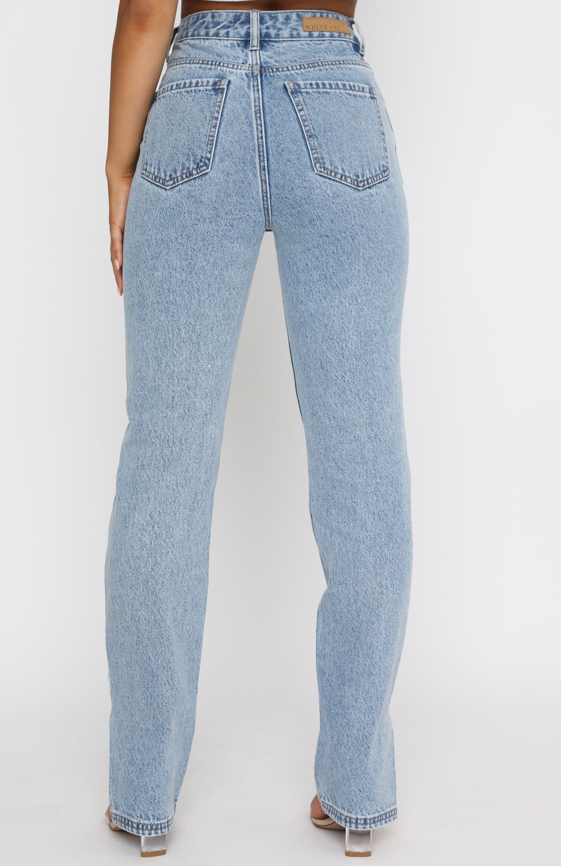 Be Cool High Rise Straight Leg Denim Jeans Washed Blue sold by White Fox Boutique product image thumbnail 9