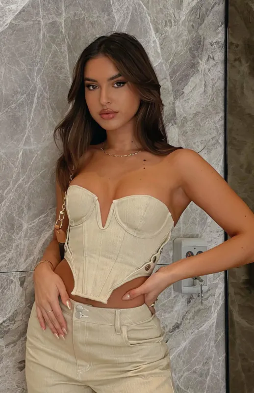 Change My Mind Bustier Oatmeal sold by White Fox Boutique