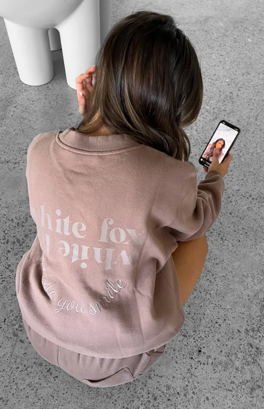 Made You Smile Oversized Sweater Mocha made by White Fox Boutique