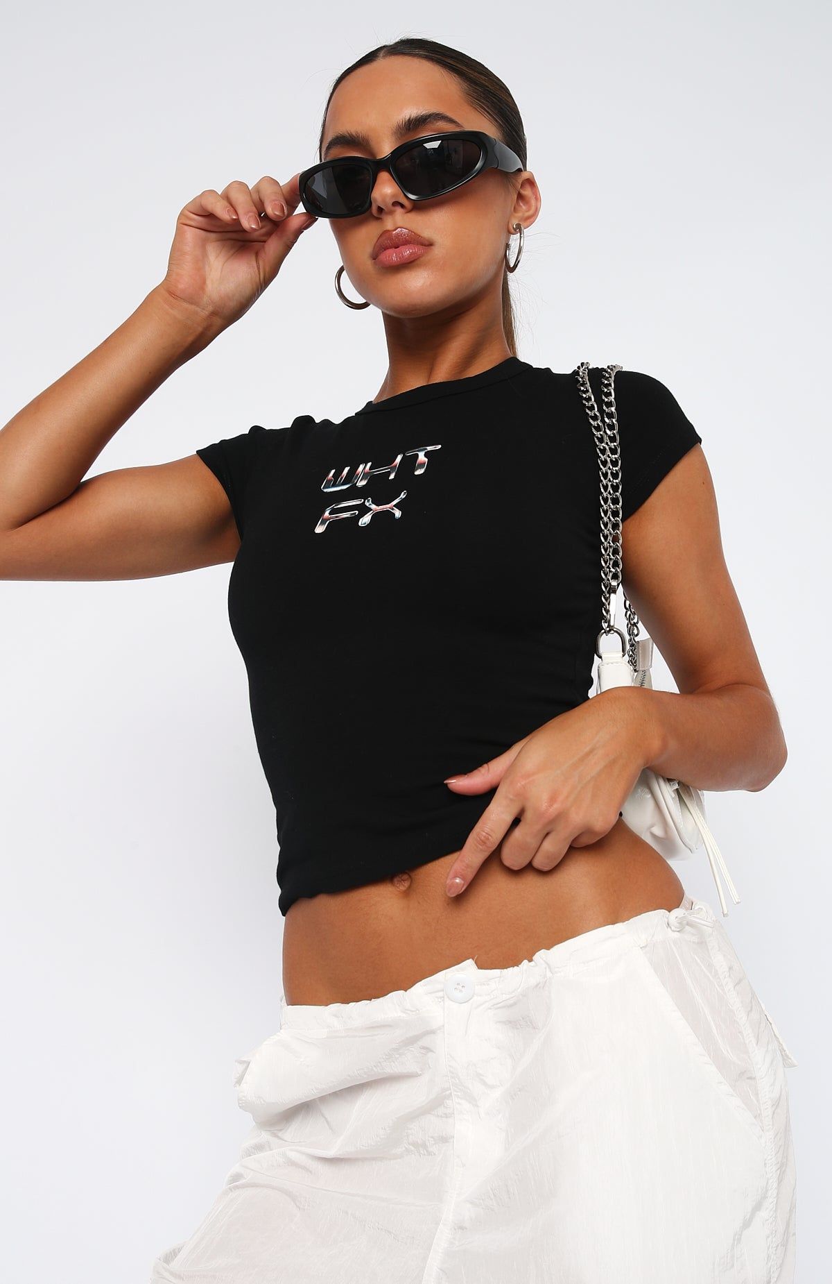 Higher Dimension Baby Tee Black sold by White Fox Boutique product image thumbnail 2