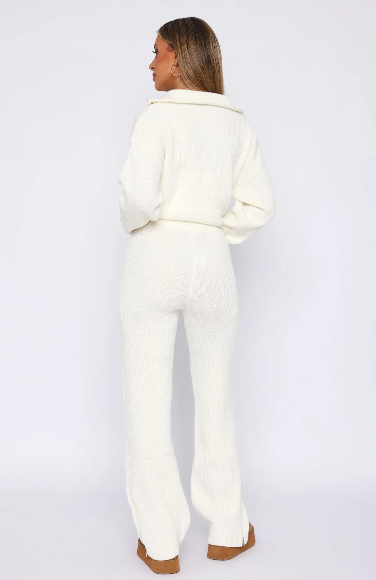 Let's Get Cosy Knit Pants Cream sold by White Fox Boutique product image thumbnail 4