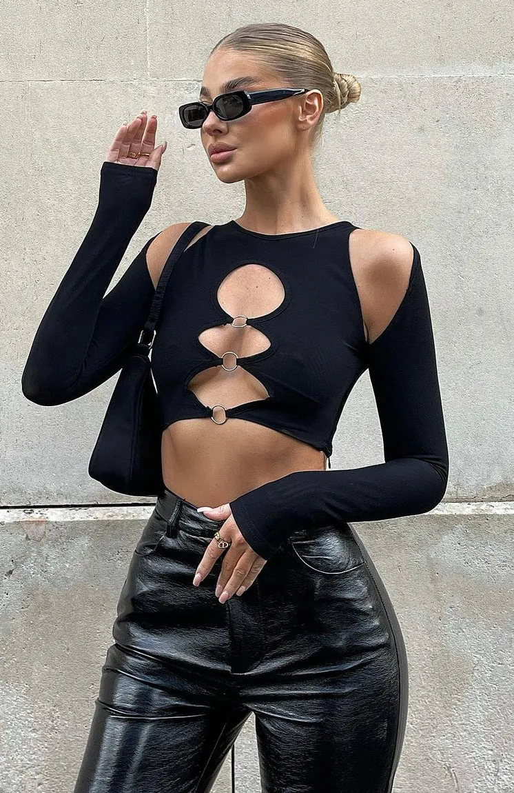 My Only Vice Long Sleeve Crop Black | Parallel
