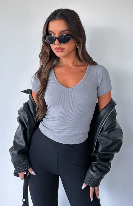 Hearts On Fire Top Grey sold by White Fox Boutique