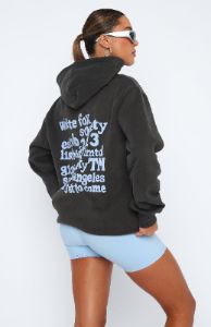 Enough Said Oversized Hoodie Charcoal sold by White Fox Boutique