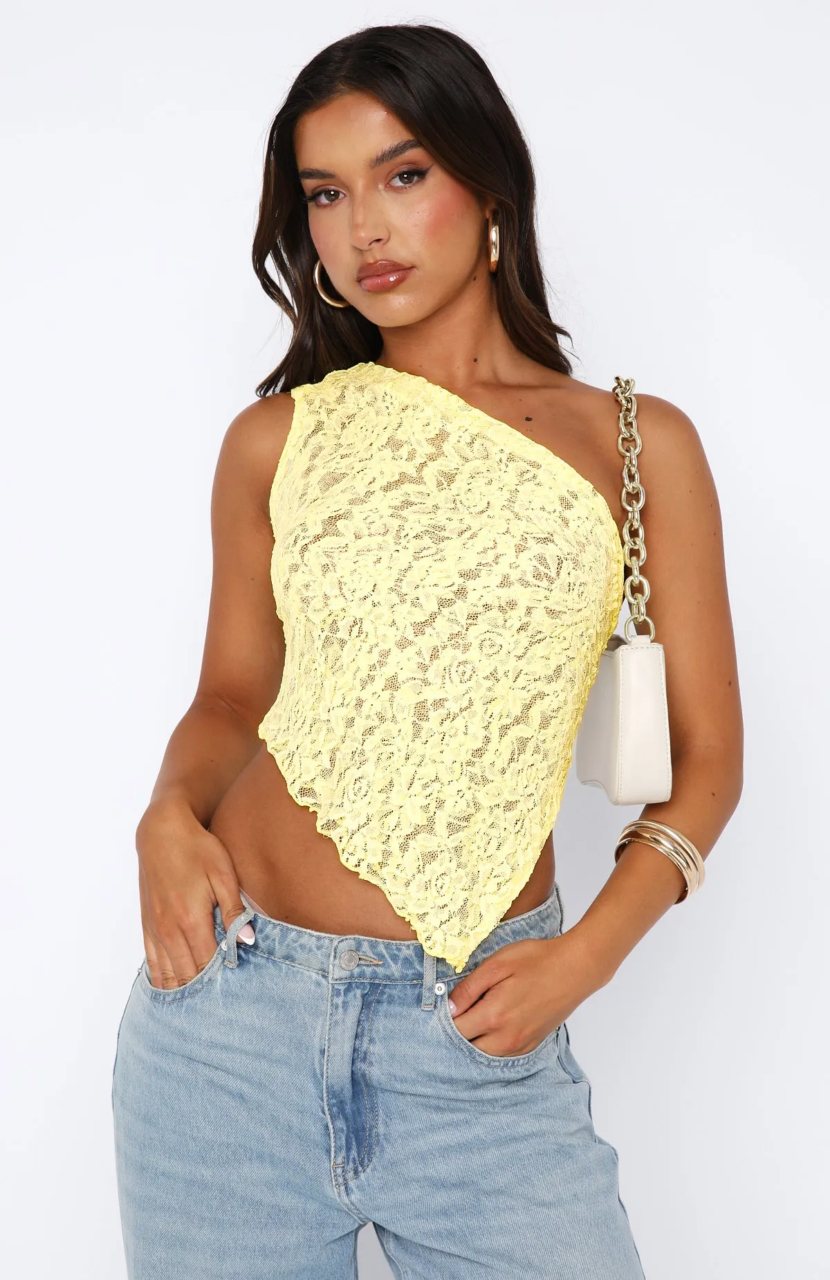 It's A Love Story Lace Top Lemon sold by White Fox Boutique product image thumbnail 2
