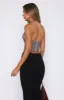 Throw It Away Bustier Mocha Check sold by White Fox Boutique