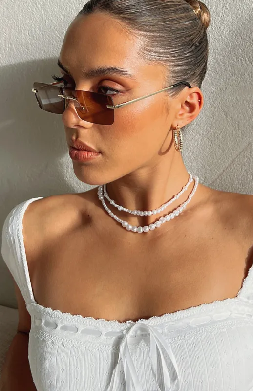 Pearly Girl Necklace Gold sold by White Fox Boutique