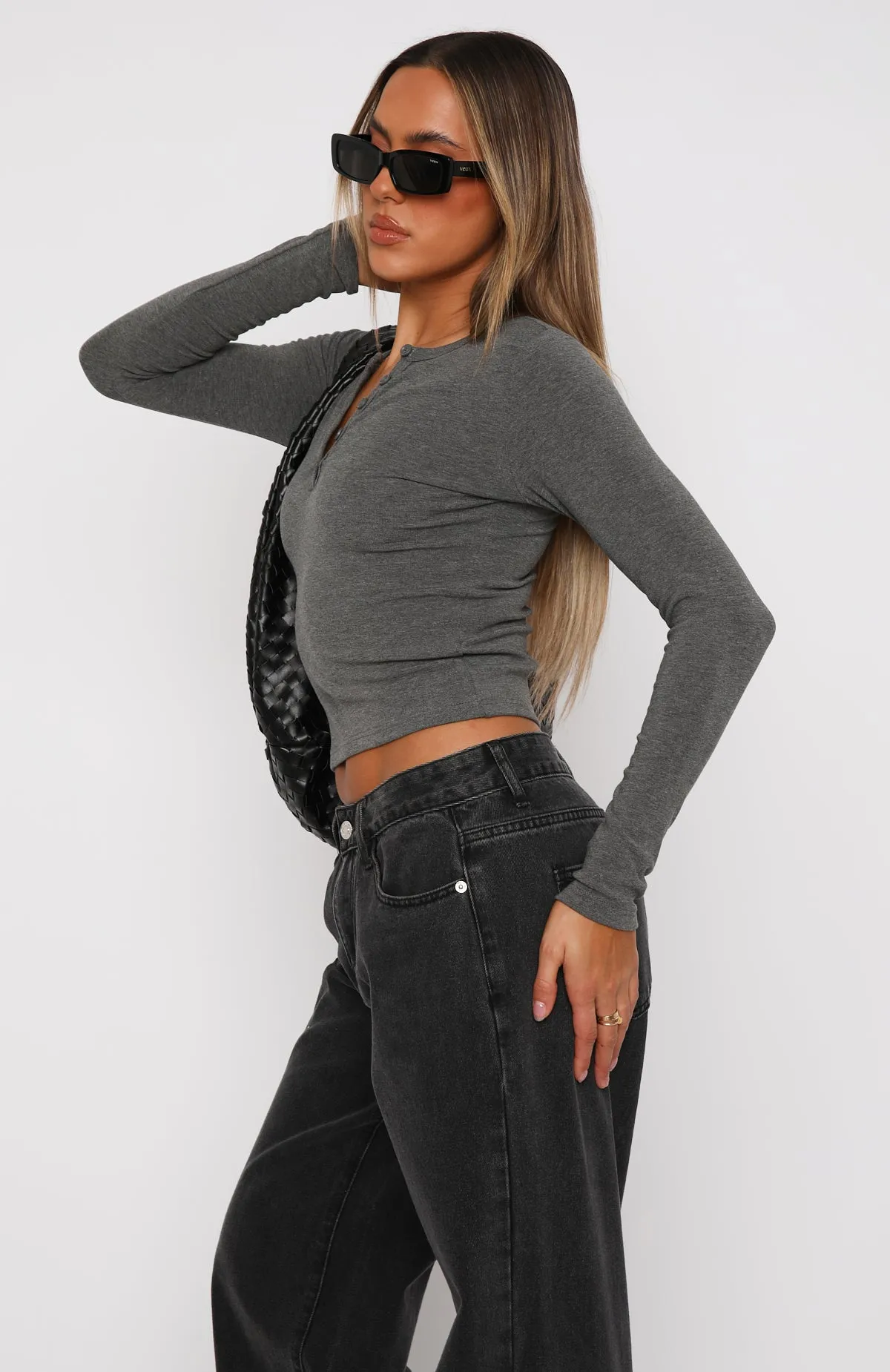 Give Me The Details Long Sleeve Top Ash sold by White Fox Boutique product image thumbnail 4