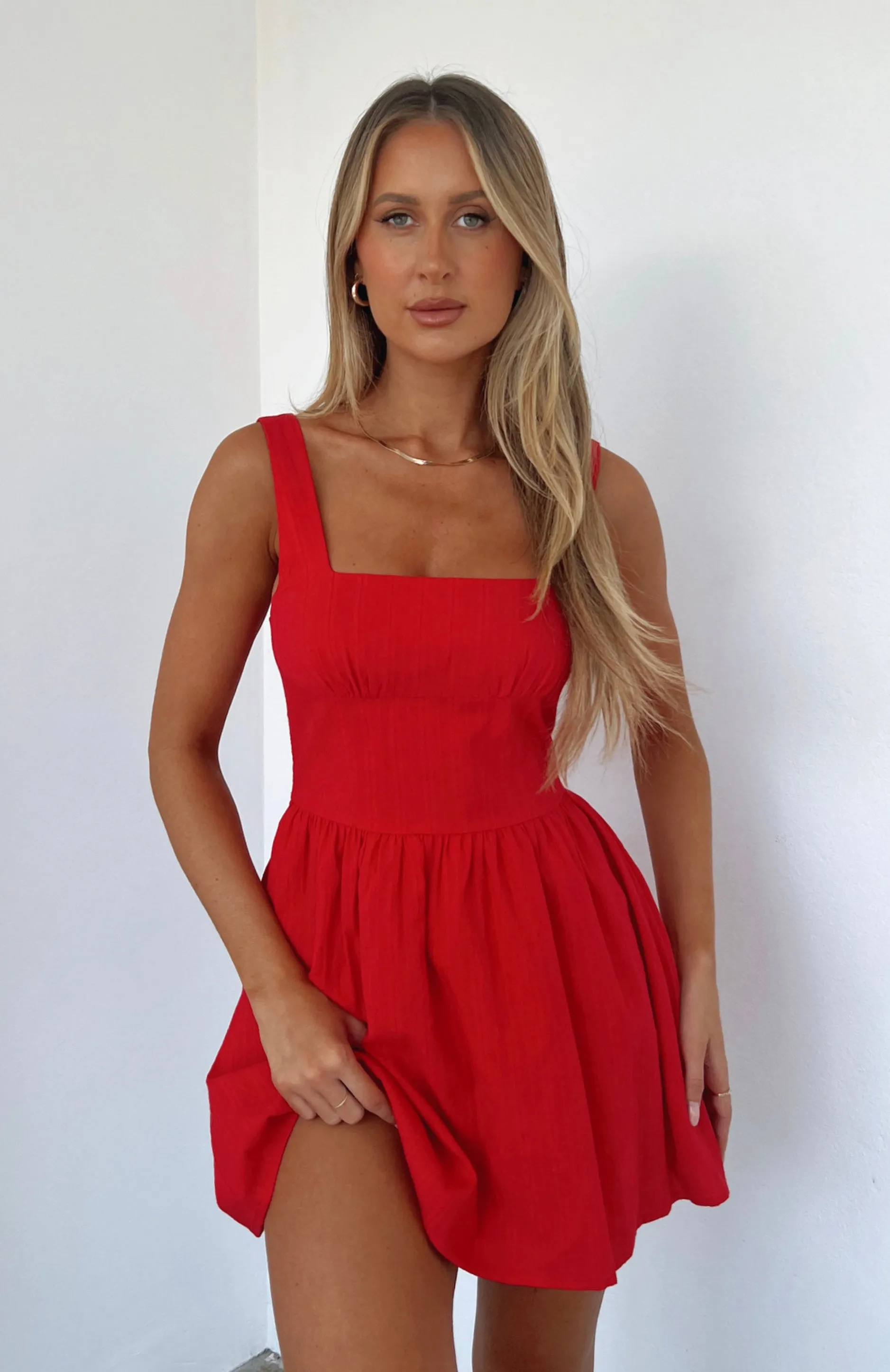 Trending Now Mini Dress Red sold by White Fox Boutique