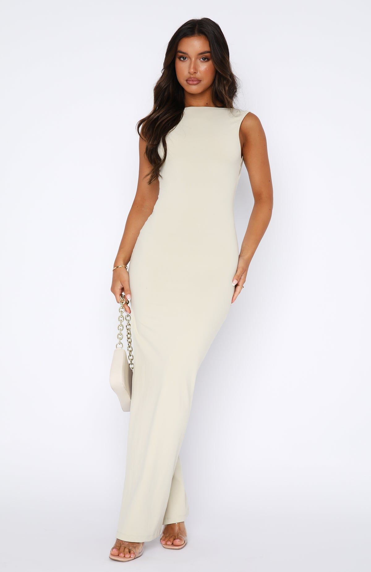 Don't Want To Be Apart Maxi Dress Stone sold by White Fox Boutique product image thumbnail 2