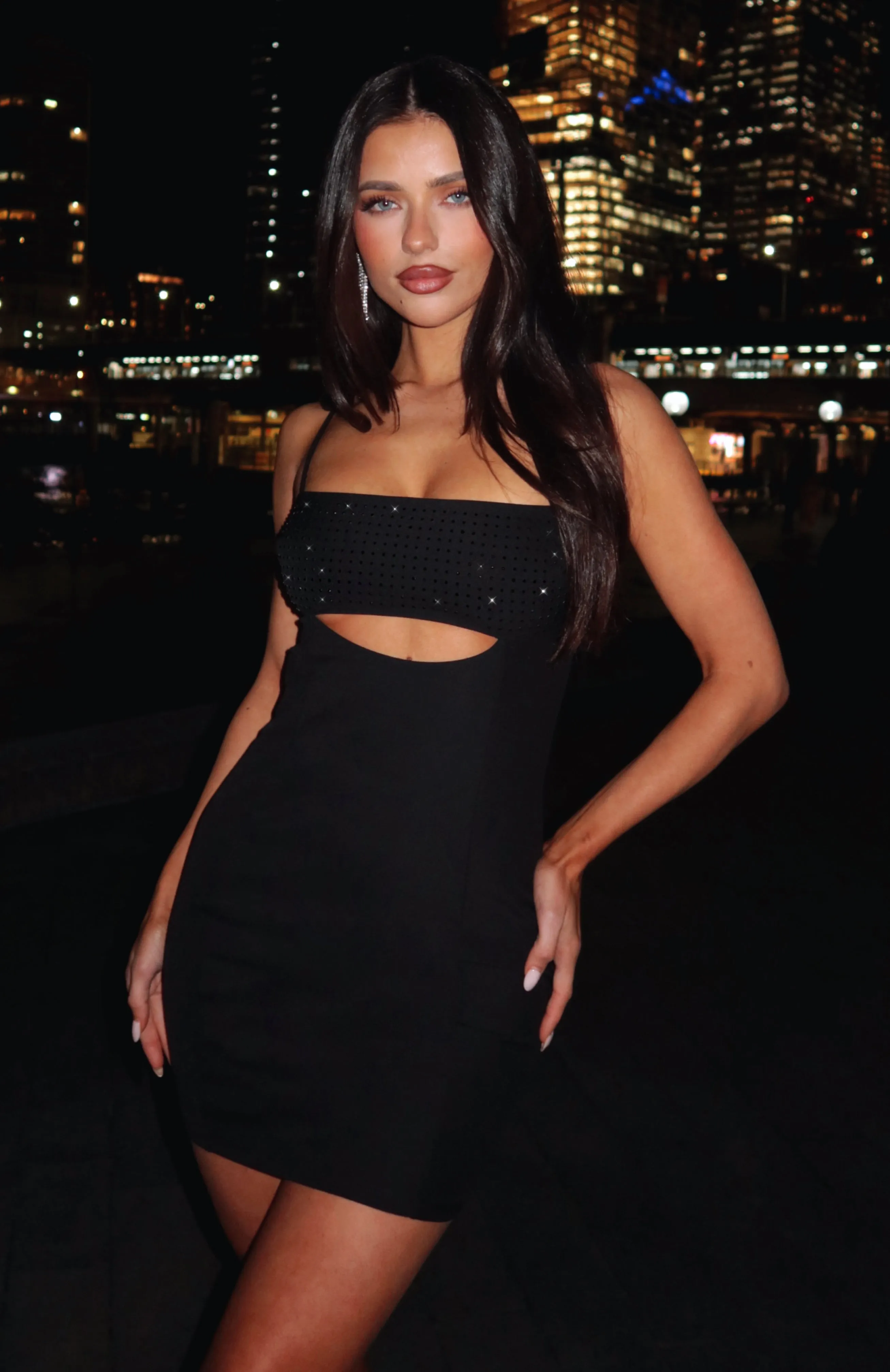 Casa Drama Embellished Mini Dress Black sold by White Fox Boutique