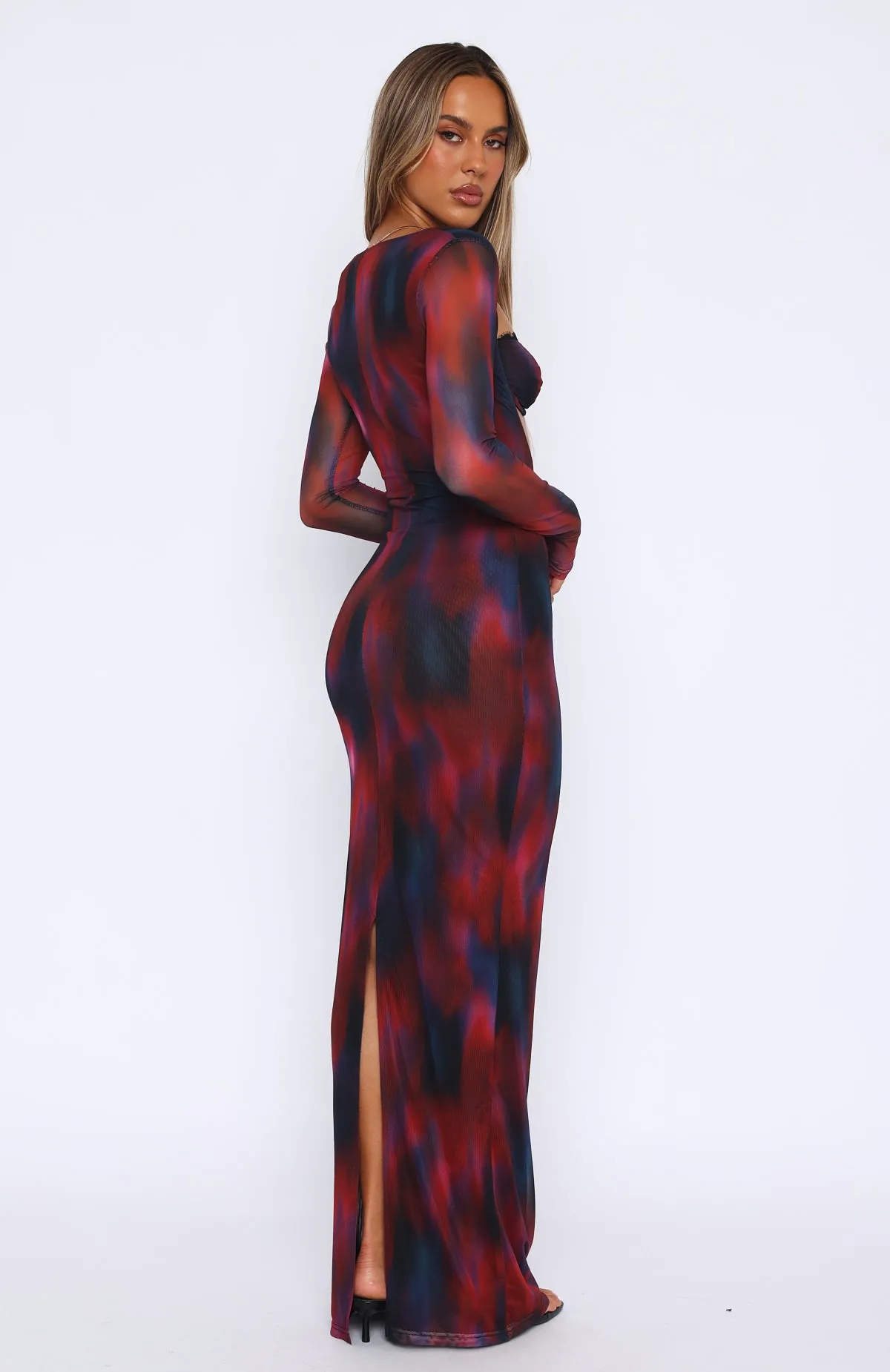 Let Me Think Long Sleeve Maxi Dress Raspberry Rhapsody sold by White Fox Boutique product image thumbnail 4