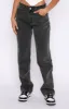 Fashion Society Mid Rise Straight Leg Jeans Acid Black sold by White Fox Boutique