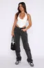 Fashion Society Mid Rise Straight Leg Jeans Acid Black sold by White Fox Boutique