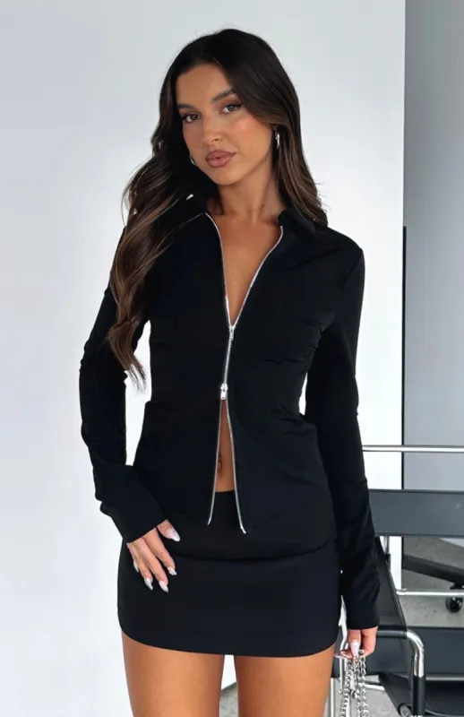 One Moment Long Sleeve Top Black sold by White Fox Boutique