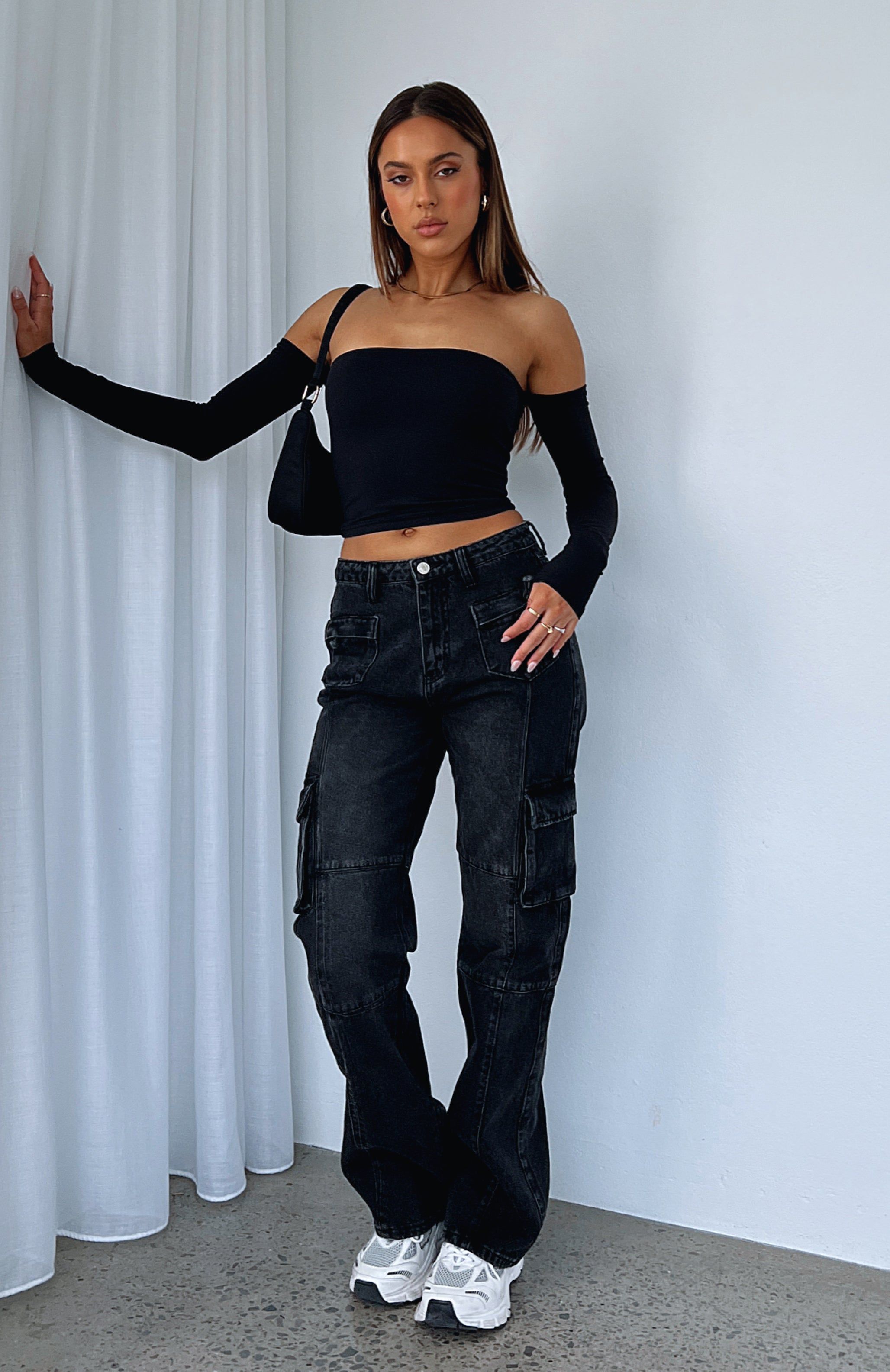 Incomplete Mid Rise Straight Leg Jeans Black sold by White Fox Boutique product image thumbnail 5