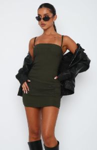 Misunderstood Mini Dress Khaki sold by White Fox Boutique