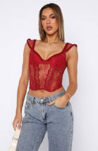Coastline Dreaming Lace Bustier Wine sold by White Fox Boutique