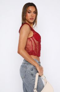 Coastline Dreaming Lace Bustier Wine sold by White Fox Boutique