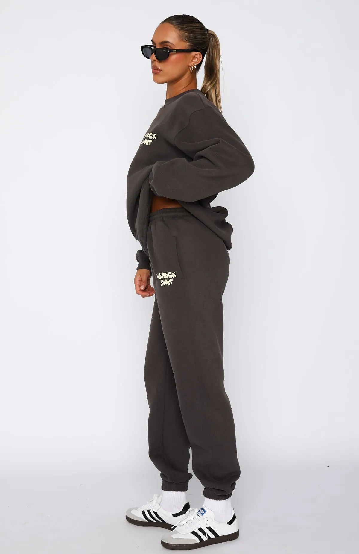 Sports Club Sweatpants Charcoal sold by White Fox Boutique product image thumbnail 3