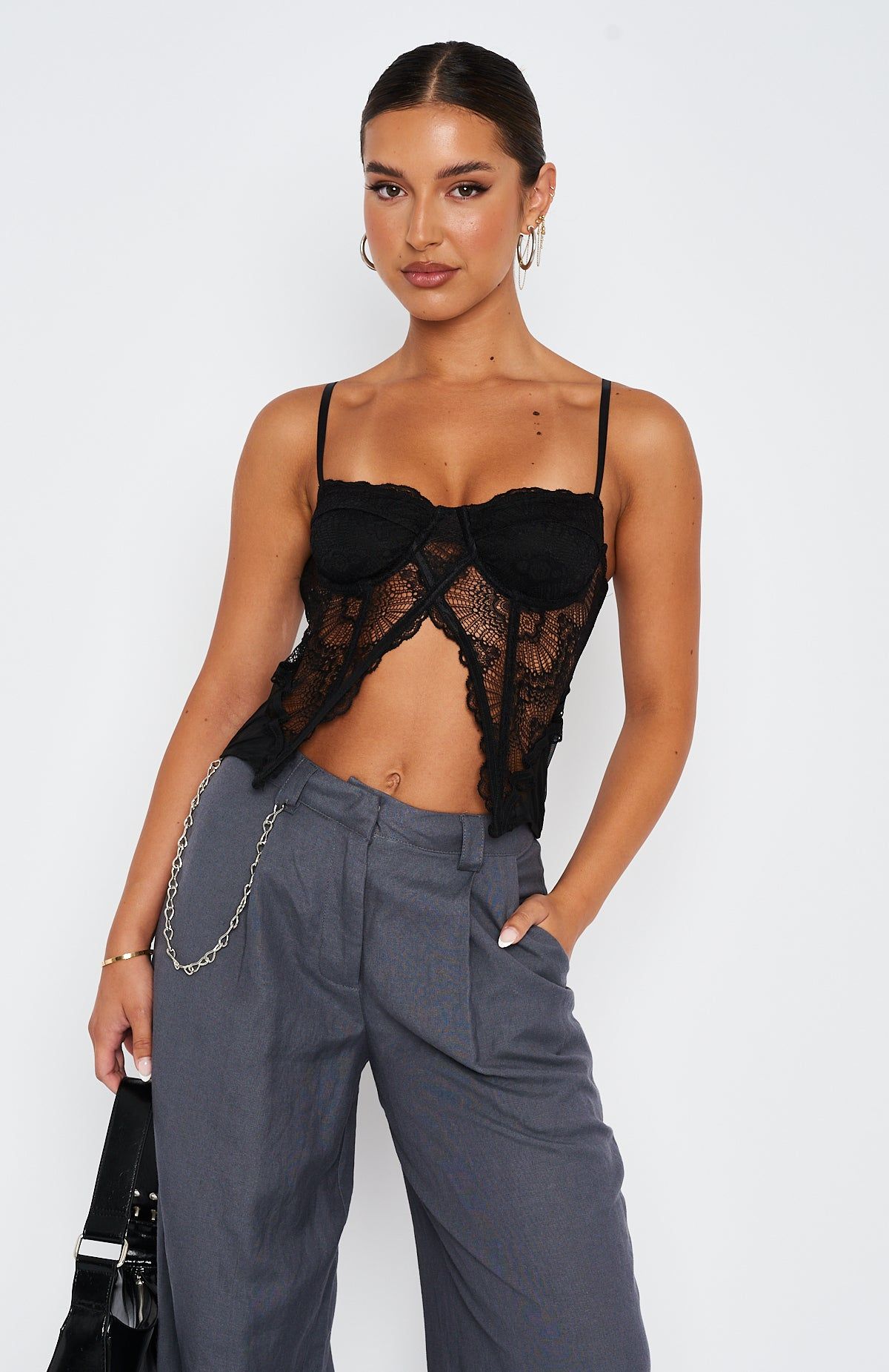 Short And Sweet Lace Bustier Black sold by White Fox Boutique product image thumbnail 2