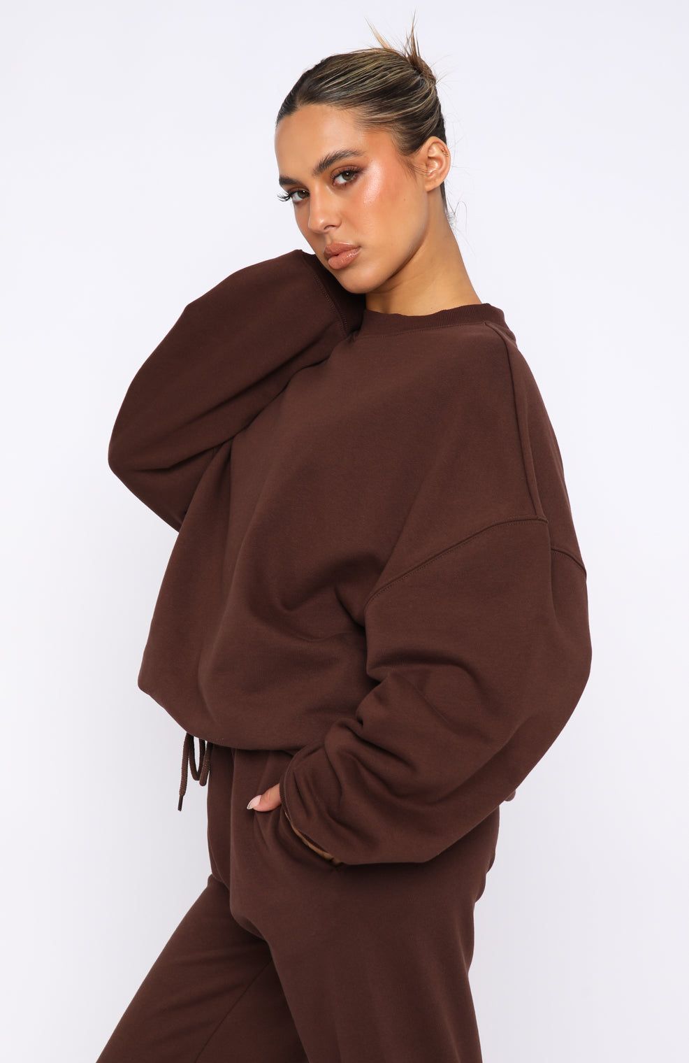 Own The Moment Sweater Chocolate sold by White Fox Boutique product image thumbnail 3