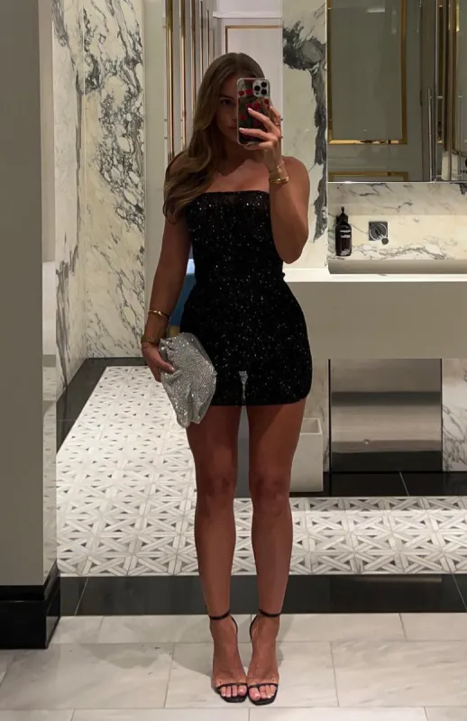 Take The Hint Strapless Mini Dress Black sold by White Fox Boutique