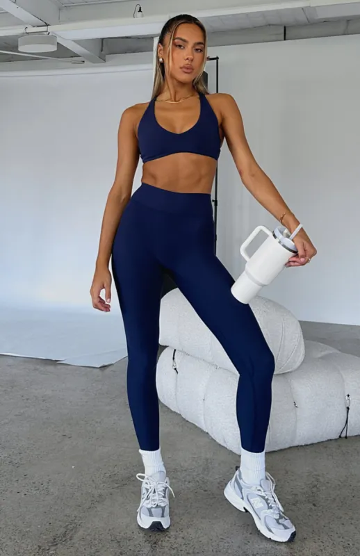 Go Getter High Waisted Leggings Navy sold by White Fox Boutique