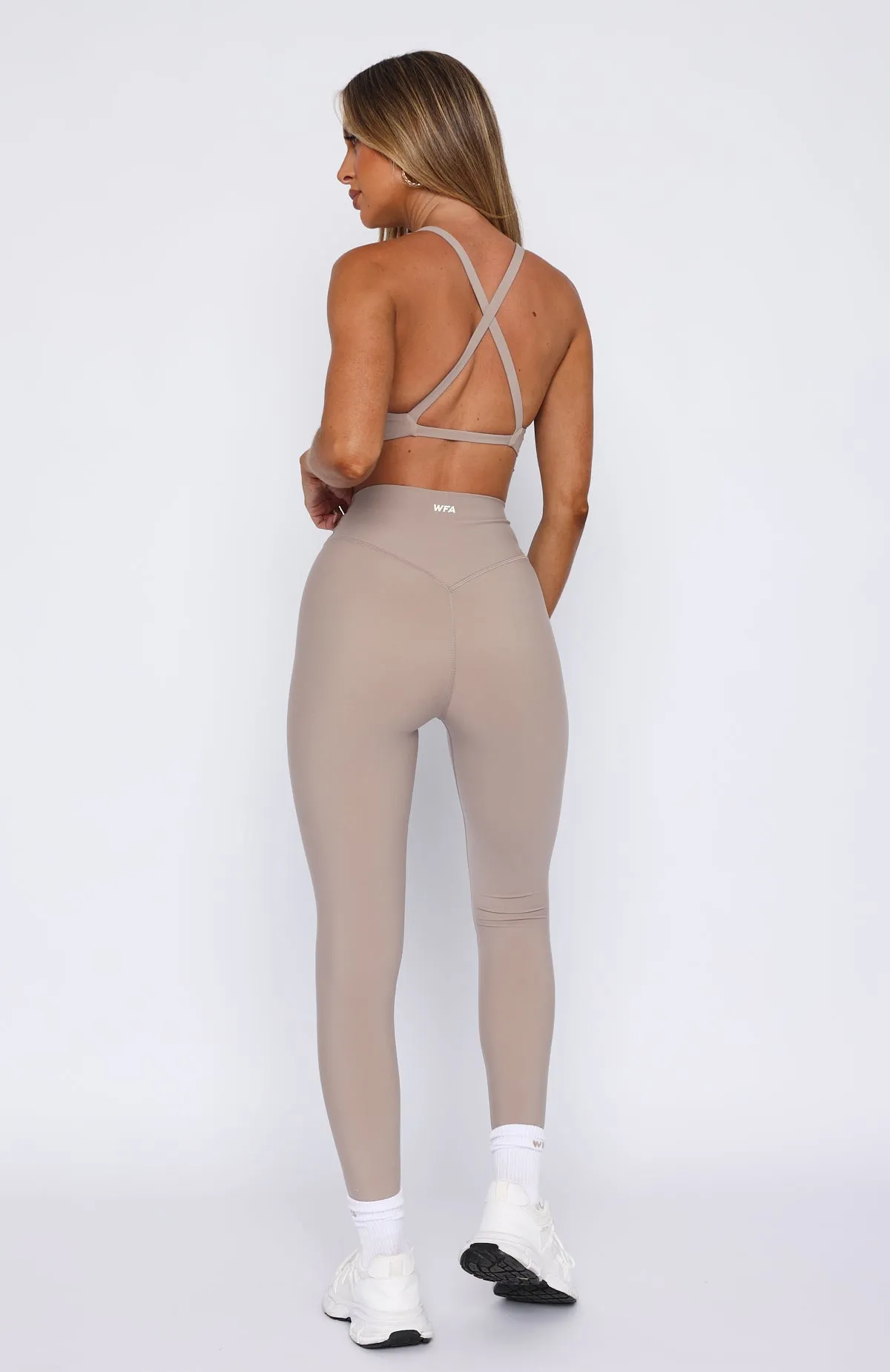 Go Getter High Waisted Leggings Taupe sold by White Fox Boutique product image thumbnail 4