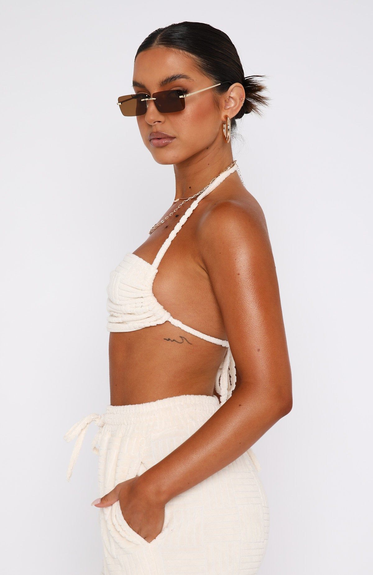 Once Again Terry Crop Cream sold by White Fox Boutique product image thumbnail 3