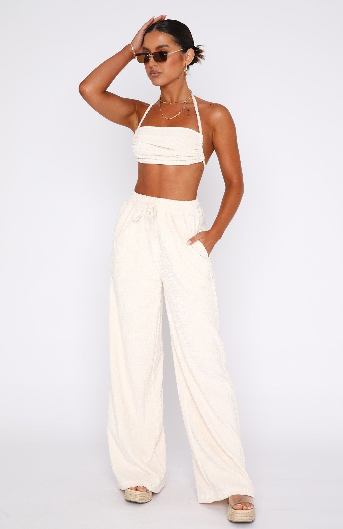 Once Again Terry Crop Cream sold by White Fox Boutique product image thumbnail 5