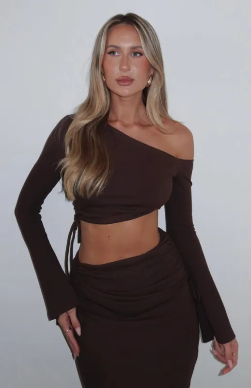 Midnight Muse Long Sleeve Top Chocolate sold by White Fox Boutique