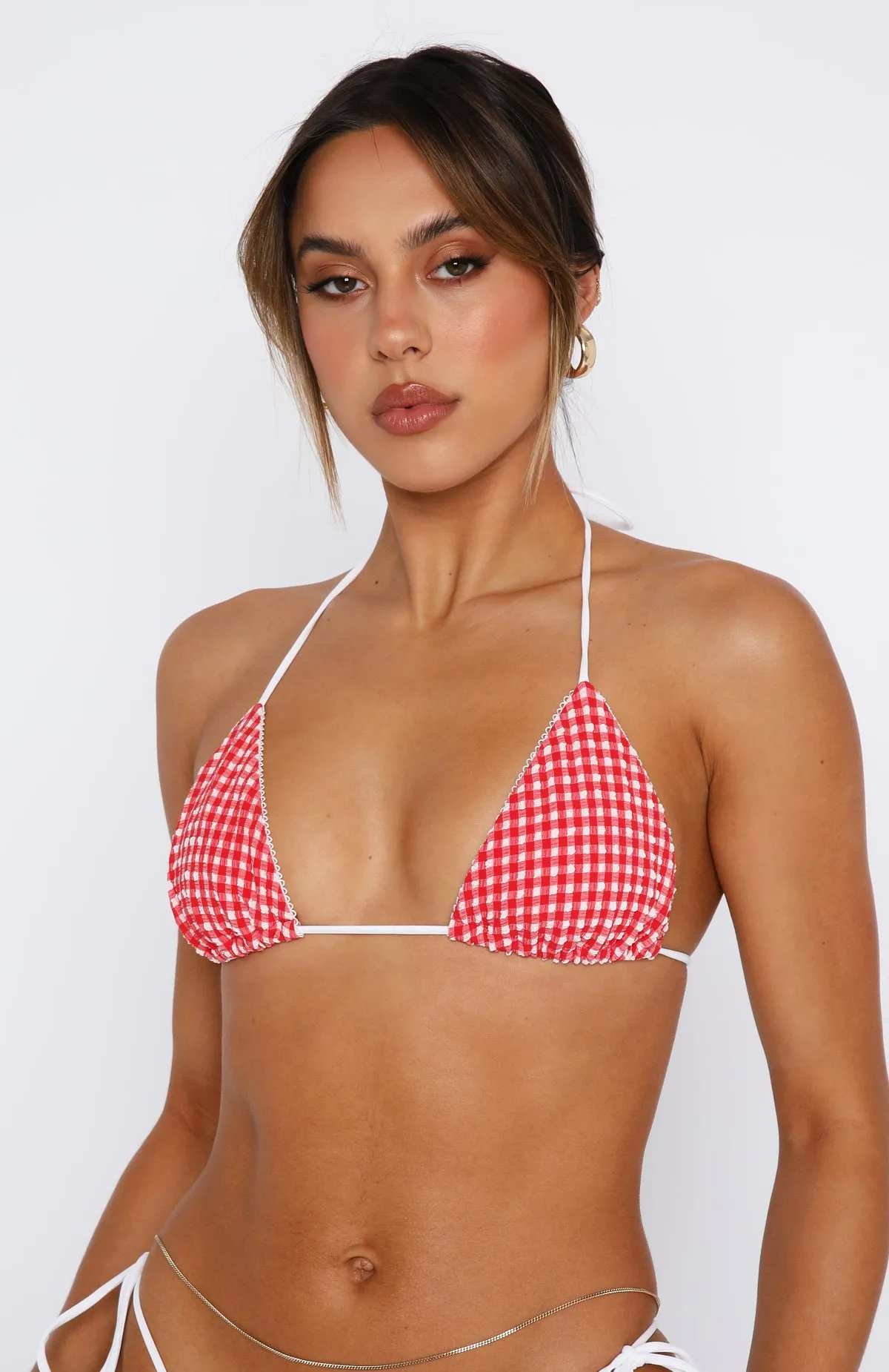 Coral Reef Bikini Top Red Gingham sold by White Fox Boutique product image thumbnail 2