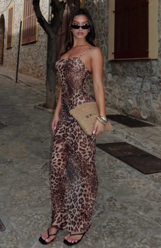 Still Waiting Mesh Maxi Dress Cheetah sold by White Fox Boutique