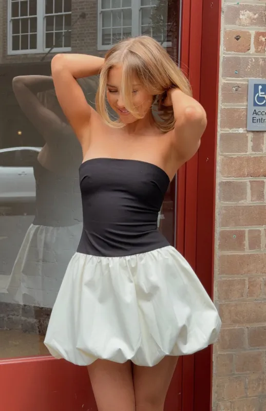 Diamond Dust Mini Dress Black/Cream sold by White Fox Boutique