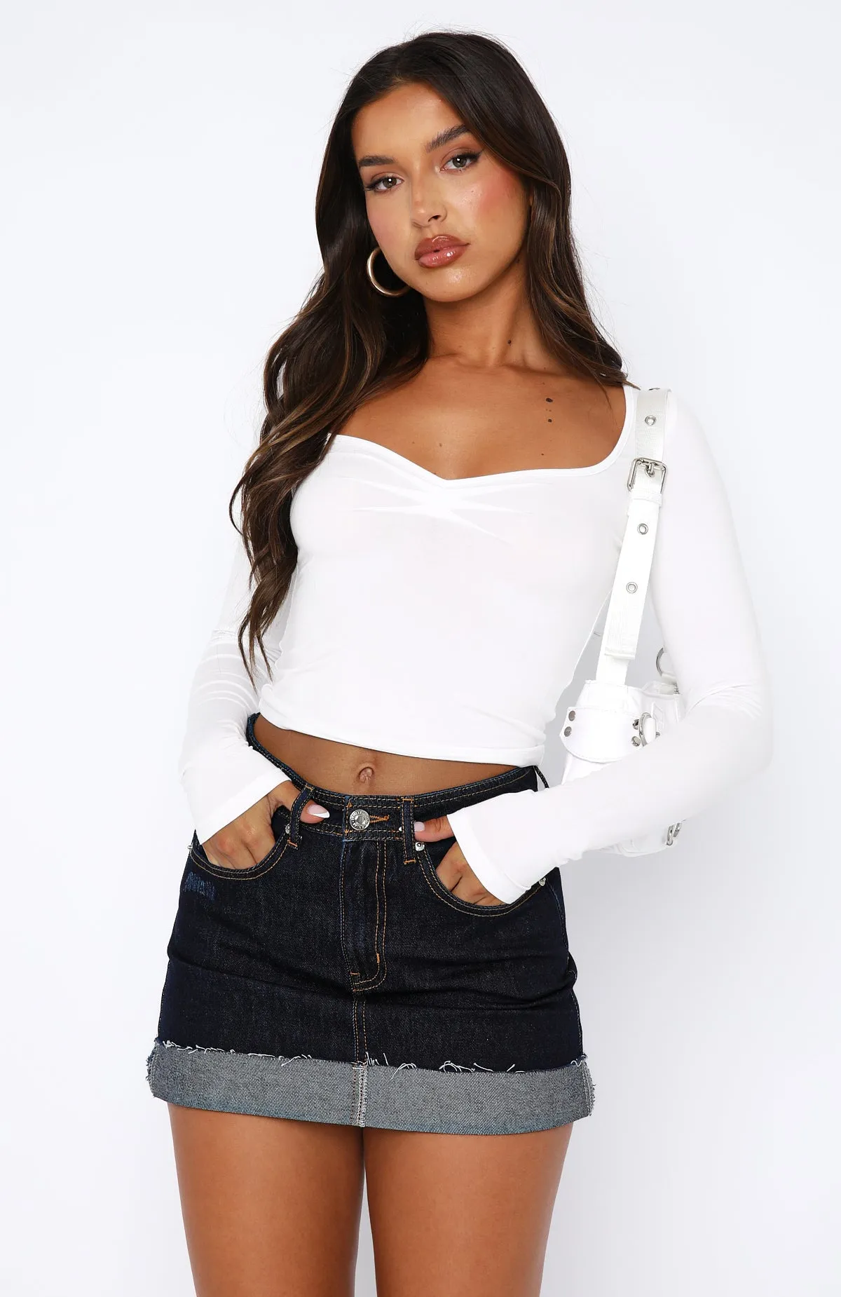 Bring It Down Long Sleeve Top White sold by White Fox Boutique product image thumbnail 2