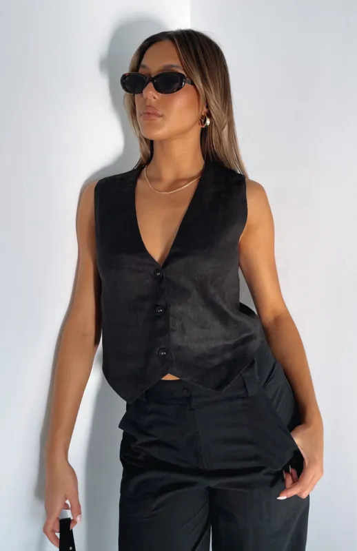 Love The Trend Vest Top Black sold by White Fox Boutique
