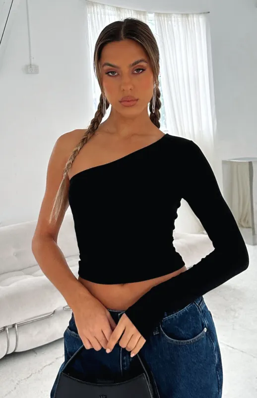 Midnight Talks One Shoulder Top Black sold by White Fox Boutique