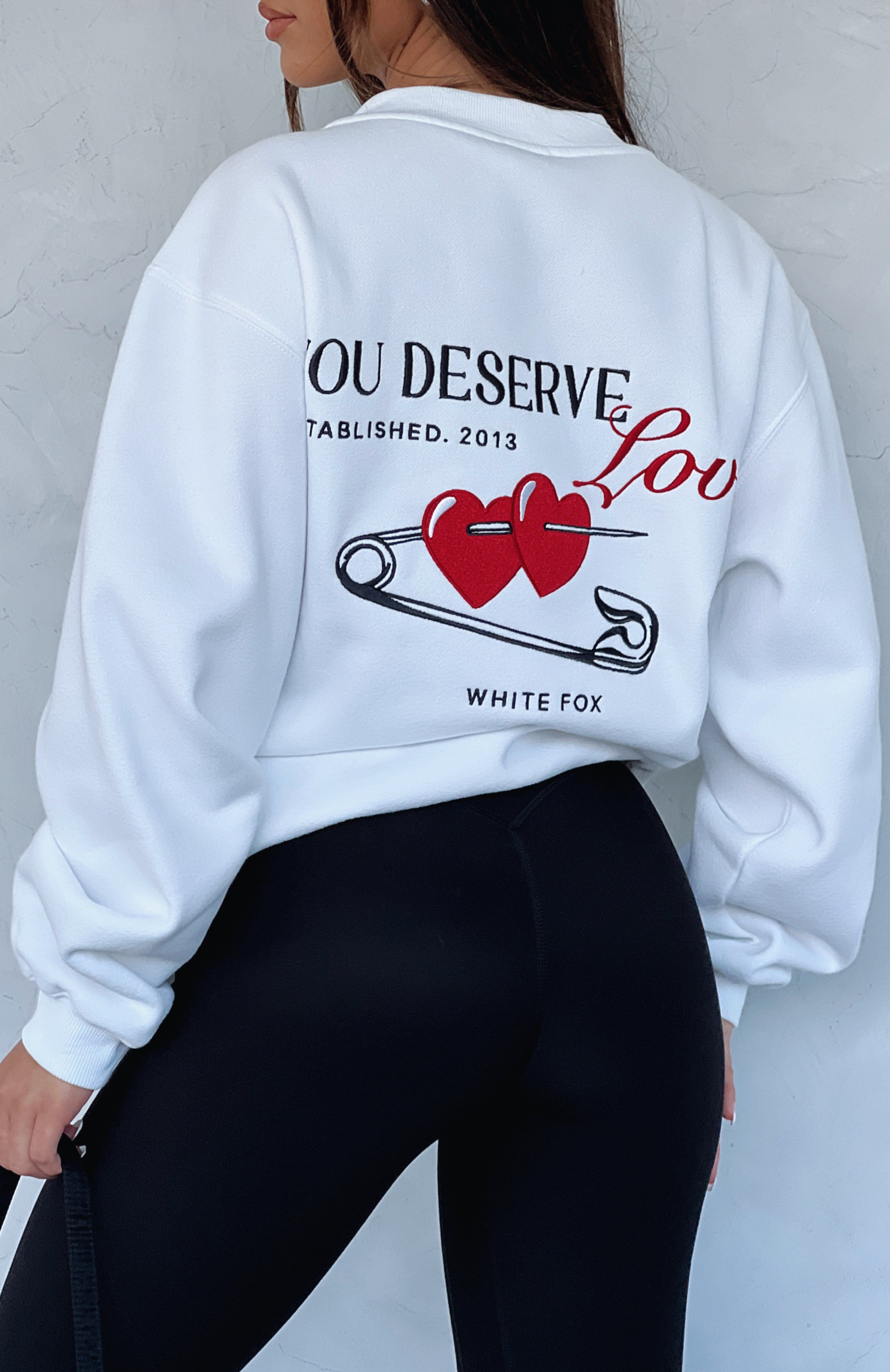 You Deserve Love Oversized Sweater White sold by White Fox Boutique