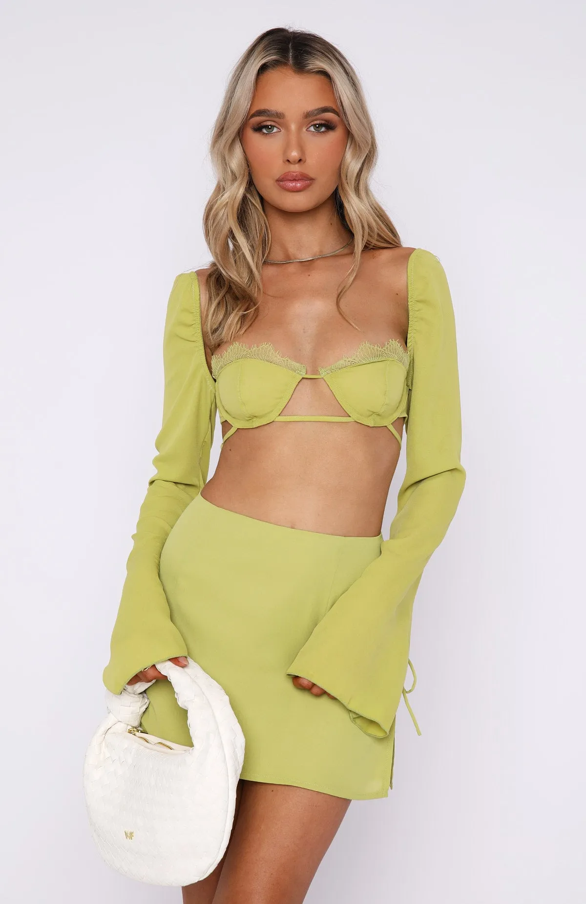 Level Up Long Sleeve Crop Matcha sold by White Fox Boutique product image thumbnail 2