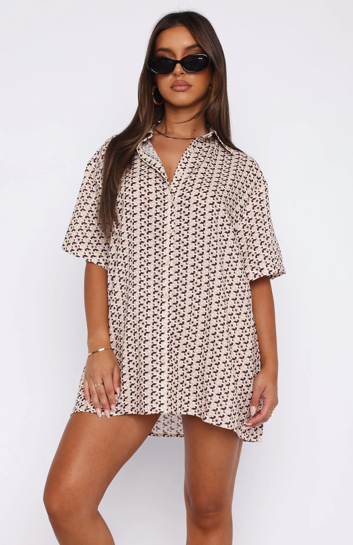 Bring You Out Button Up Shirt Geo Check sold by White Fox Boutique product image thumbnail 2